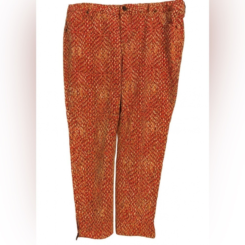 Liverpool Red & Olive Green Patterned ankle-zip Jeans - Women's Size 14
